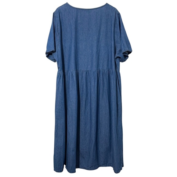 Kathy White Womens Denim Dress Plus Size 2X Vintage Embroidered Modest Soft - Picture 2 of 5
